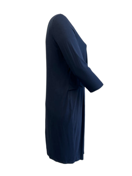 Marina Rinaldi Women's Navy Occhi 3/4 Sleeve Jersey Maxi Dress NWT