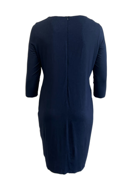 Marina Rinaldi Women's Navy Occhi 3/4 Sleeve Jersey Maxi Dress NWT