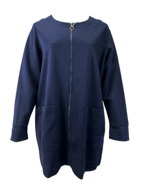 Marina Rinaldi Women's Navy Occupare Patch Pockets Zipper Jacket NWT