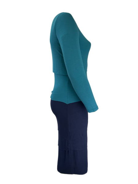 Marina Rinaldi Women's China Blue Occupato Jersey Dress Size M NWT