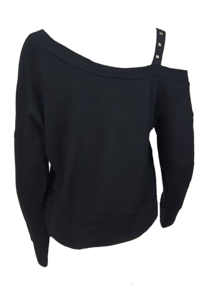 TEREZ Women's Black Off The Shoulder Sweatshirt #2249640 NWT