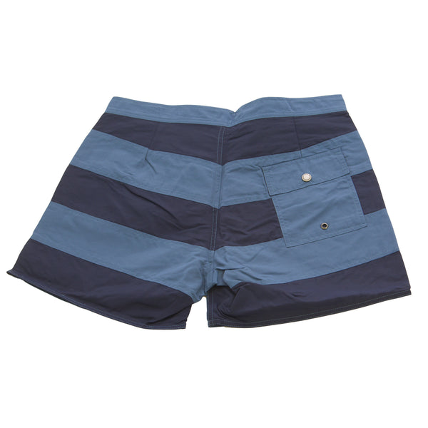 SATURDAYS NYC Men's Azure/Navy Offset Stripe Board Shorts $85 NWT