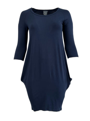 Marina Rinaldi Women's Navy Ogni 3/4 Sleeve Jersey Dress Size S NWT