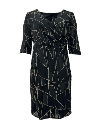 Marina Rinaldi Women's Black Ombra 3/4 Sleeve Jersey Dress Size 12/W21