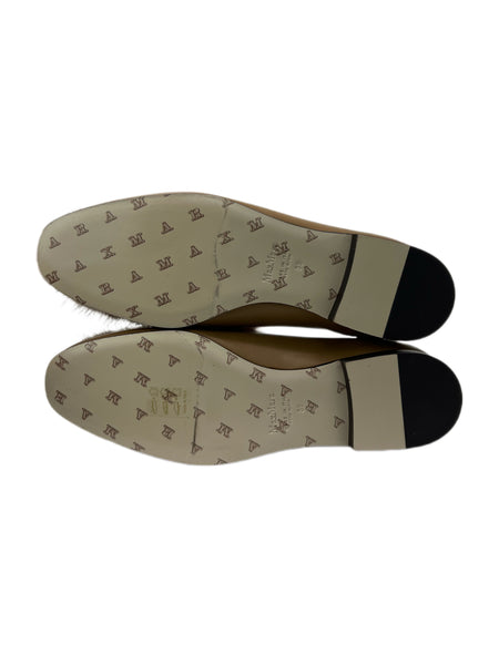 Max Mara Women's Tob Ombrosa Leather Fur Logo Plaque Loafers Size 9 NWB
