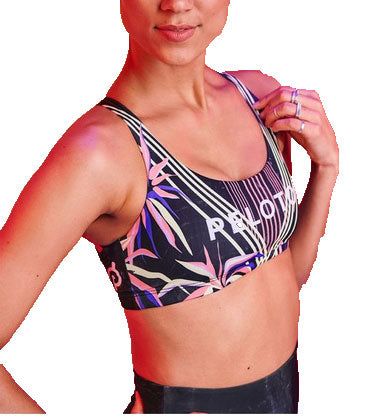 ONZIE Women's Pink Origami Graphic Chic Sports Bra PE354G $52 NWT