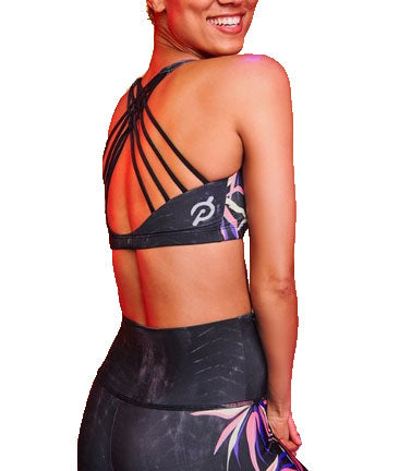 ONZIE Women's Pink Origami Graphic Chic Sports Bra PE354G $52 NWT