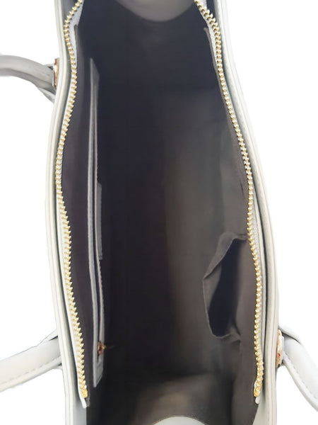 ONNA EHRLICH Women's Grey Heidi Luxury Satchel Structured Handbag #HDGr NWT