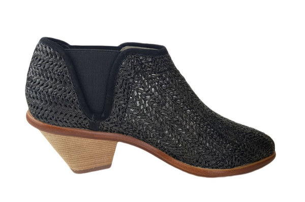 MATT BERNSON Women's Black Onyx Raffia Marlow Booties #MB108 NWB