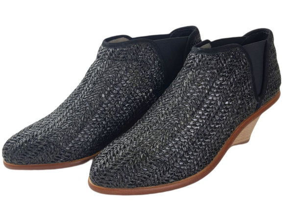 MATT BERNSON Women's Black Onyx Raffia Marlow Booties #MB108 NWB