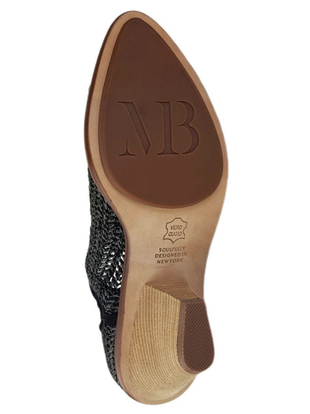 MATT BERNSON Women's Black Onyx Raffia Marlow Booties #MB108 NWB