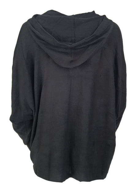 TEREZ Women's Black Boxy Poncho Hoodie #23458252 Small NWT