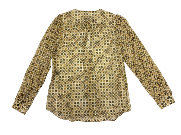 Hanley Mellon Women's Printed Collarless Military Blouse