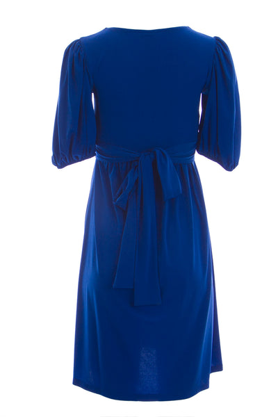 OLIAN Maternity Women's Short Blouson Sleeve Surplice Neck Dress $152 NWT