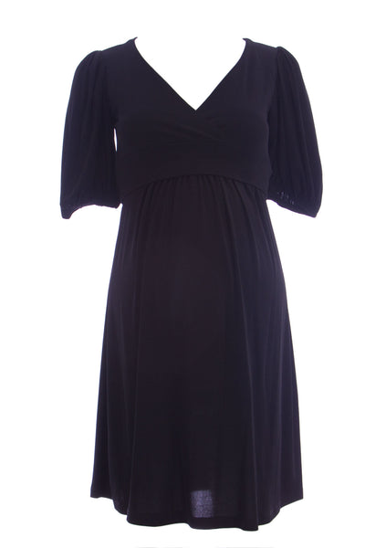 OLIAN Maternity Women's Short Blouson Sleeve Surplice Neck Dress $152 NWT