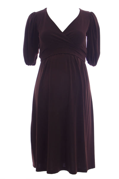 OLIAN Maternity Women's Short Blouson Sleeve Surplice Neck Dress $152 NWT