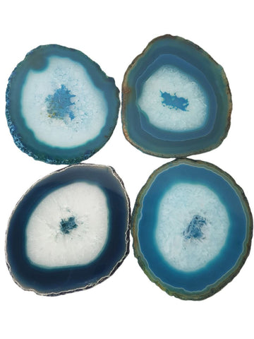 RABLABAS Teal Agate Natural Stone Coasters #PE0120 Approx. L 4" x W 3.5" NWB