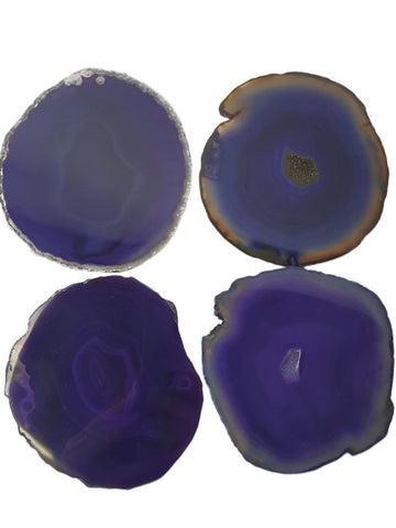 RABLABS Eggplant Agate Natural Stone Coasters #PE0140 Approx. L 4" x W 3.5" NWB