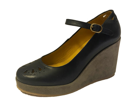 A.P.C. Women's Navy Blue Mary Jane Wedges US 9 / FR 39 $455 NWOB