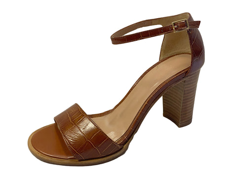 A.P.C. Women's Cognac Crocodile Embossed Sandals $400 NWOB