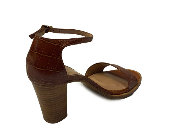 A.P.C. Women's Cognac Crocodile Embossed Sandals $400 NWOB