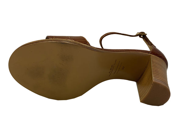 A.P.C. Women's Cognac Crocodile Embossed Sandals $400 NWOB