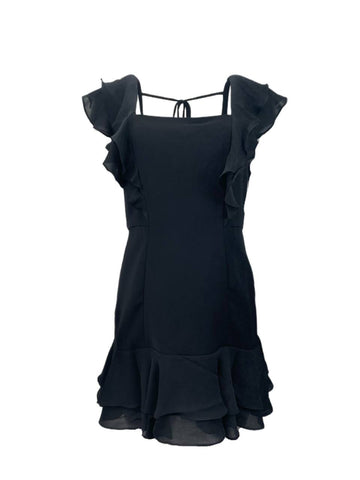 PARKER Women's Black Ruffle Sleevless Mini Dress Size 2 NWT