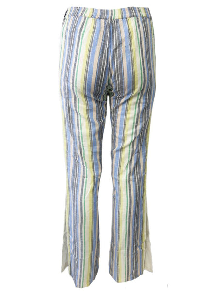 ST. ROCHE Women's Multicoloured Cotton Striped Slit Pants #S1813 X-Small NWT