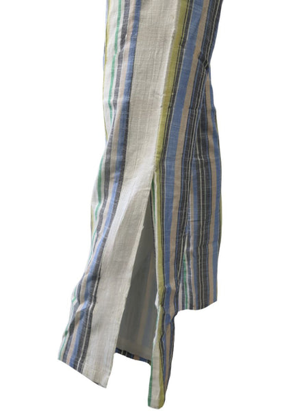 ST. ROCHE Women's Multicoloured Cotton Striped Slit Pants #S1813 X-Small NWT