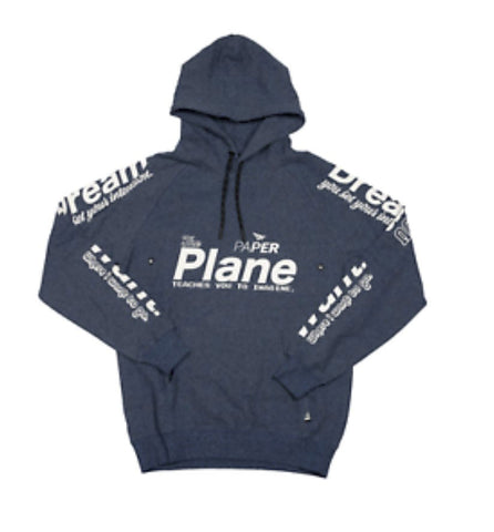Paper Planes Men's Navy Melange Pilot Hoodie Size Small $150 NWT