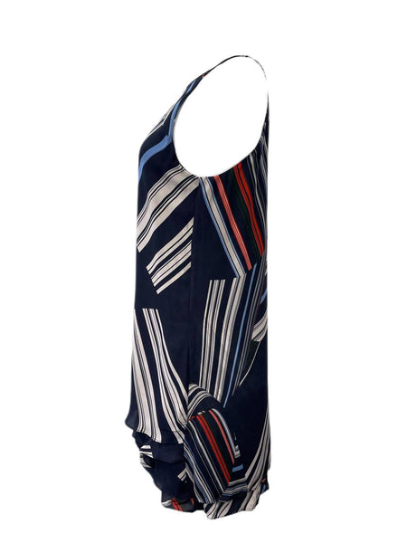 PARKER Women's Blue Graphic Print Strap Silk Dress Size S NWT