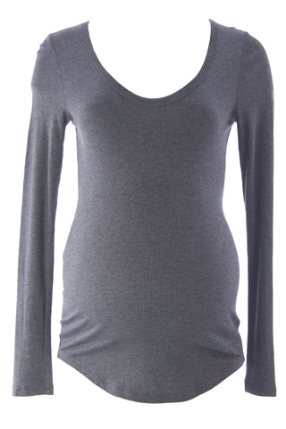 VELVET by Graham & Spencer Women's Maternity Heather Gray Scoop Neck Top $96 NEW