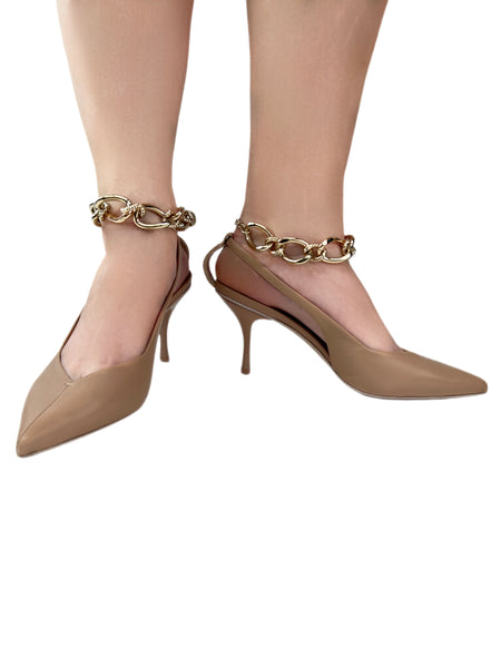 Max Mara Women's Make Up Clare Peck Slingback Leather Pumps NWT