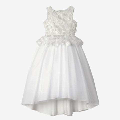 BADGLEY MISCHKA Girl's White 3D Flower Pelpum Maxi Dress #48352800 NWT