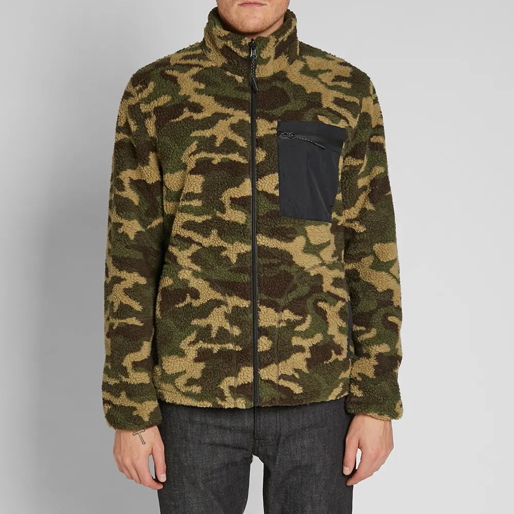 Penfield Men s Black Karstens Reversible Camo Fleece Jacket 159 NWT