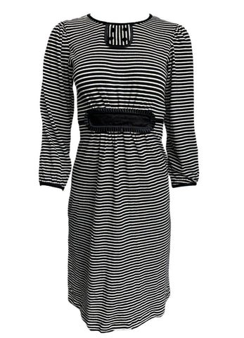 FORNARINA Women's Black Phone Striped Midi Dress Size Medium NWT