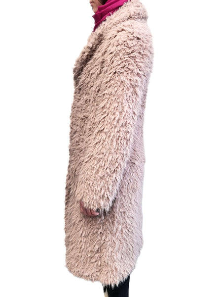 UNREAL FUR Women's Pink Mocha De La Cream Vtgan Fur Coat #Pnk1 X-Small NWT