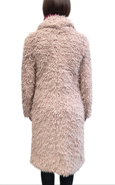 UNREAL FUR Women's Pink Mocha De La Cream Vtgan Fur Coat #Pnk1 X-Small NWT