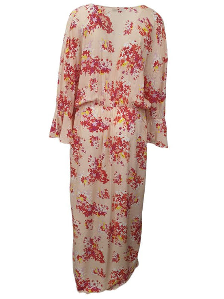 ELVI Women's Red 1/2 Trumpet Sleeve Maxi Length V-Neck Dress #DS27 20 NWT