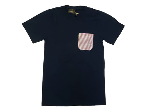 BALL AND BUCK Men's Navy & Red Stripe Short Sleeve Pocket Tee $28 NWOT