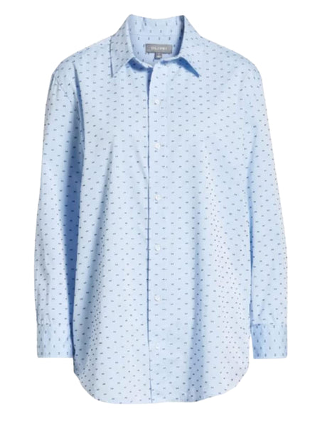 DL1961 Women's Blue Dotted Metropolitan Avenue Polka Dot Button Down Shirt Sz L