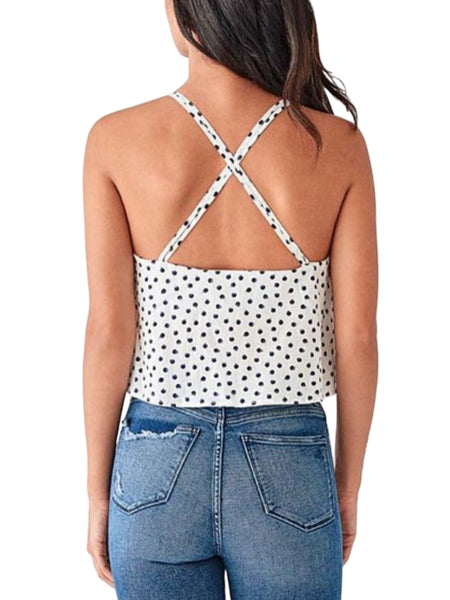 DL1961 Women's Polka Dot Pearl Street Sleeveless Cropped Tank Top Size XS NWT