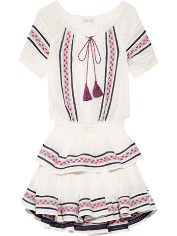LOVESHACKFANCY Women's White Poppy Baja Embroidery Dress $325 NWT