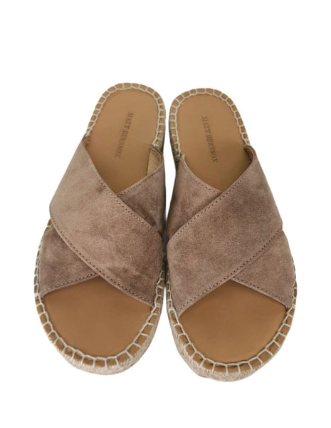 MATT BERNSON Women's Brown Tan Suede Slide Sandals #MB1644 6 NWB