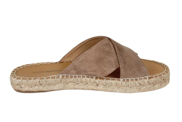 MATT BERNSON Women's Brown Tan Suede Slide Sandals #MB1644 6 NWB