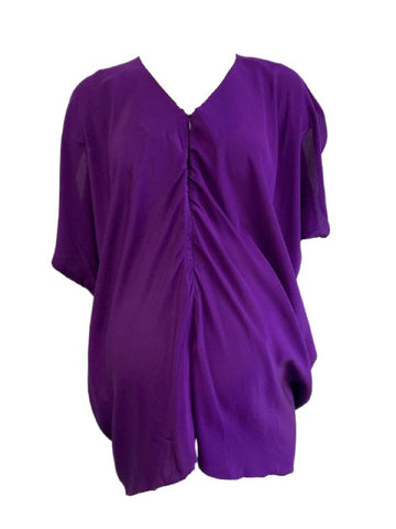 KINWOLFE Women's Royal Purple Maternity Nursary Silk Top Size M NWOT