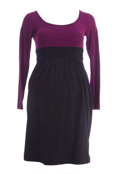 OLIAN Maternity Women's Colorblock Scoop Neck Babydoll Dress