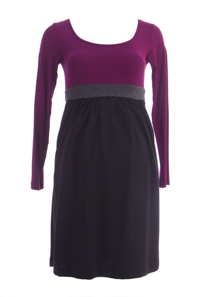 OLIAN Maternity Women's Colorblock Scoop Neck Babydoll Dress