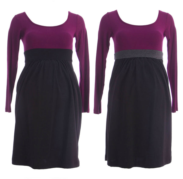 OLIAN Maternity Women's Colorblock Scoop Neck Babydoll Dress