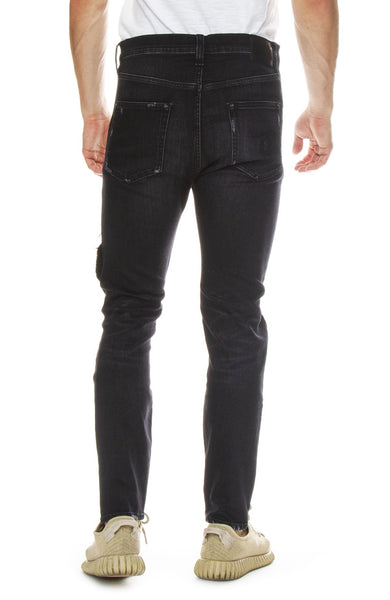 R13 Denim Men's Distressed Dark Moon Drop Jeans with Rips $494 NWT
